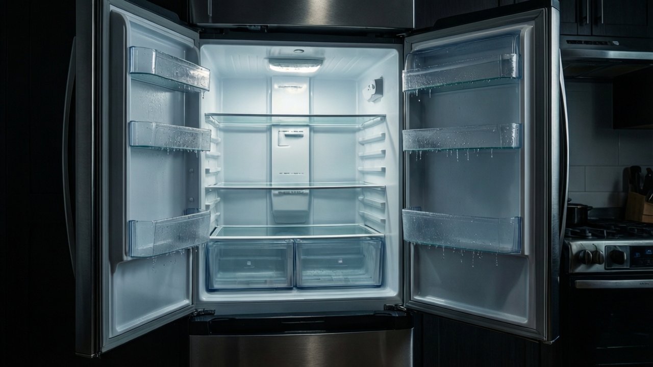 Appliance repair technician fixing a refrigerator